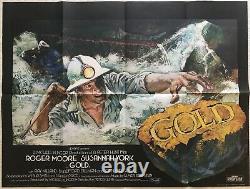 Gold Original Movie Quad Film Poster 1974 Roger Moore, Brian Bysouth Artwork