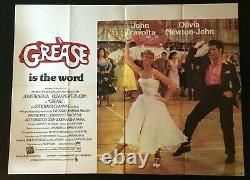 Grease Original Quad Movie Poster John Travolta Olivia Newton John 1978