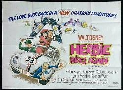 Herbie Rides Again Original Quad Movie Poster Love Bug Disney 1974