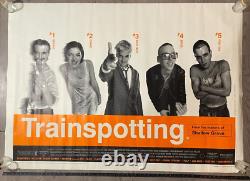 Huge vintage Trainspotting quad movie poster, 1996, made in UK 56x40
