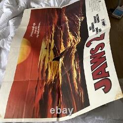 JAWS 2 (1978)rare original UK advance QUAD POSTER fantastic blood red sunset art