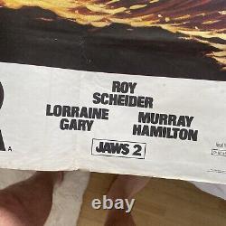 JAWS 2 (1978)rare original UK advance QUAD POSTER fantastic blood red sunset art