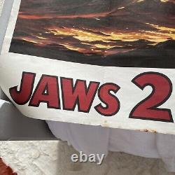 JAWS 2 (1978)rare original UK advance QUAD POSTER fantastic blood red sunset art