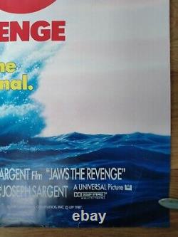JAWS THE REVENGE (1987) rare ROLLED original UK quad poster Michael Caine