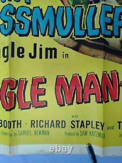 JUNGLE MAN-EATERS (1954) v. Rare original UK quad movie poster JOHNNY WEISSMULLER