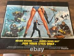 James Bond For Your Eyes Only Original UK Quad Movie Poster Folded Has Wear
