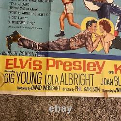 KID GALAHAD 1960's very rare original UK movie Quad poster ELVIS PRESLEY