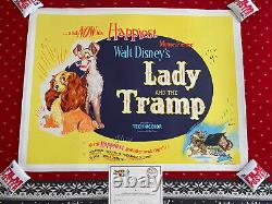 Lady And The Tramp Original UK Quad 1960s RR LINEN BACKED Disney Film Poster