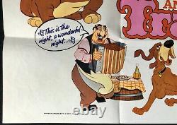 Lady and the Tramp ORIGINAL 1970s Rerelease Quad Movie Poster Walt Disney