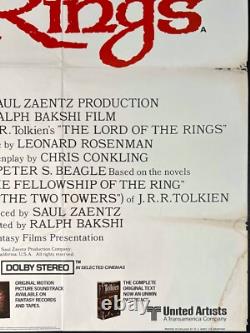 Lord of the Rings ORIGINAL Quad Film Cinema Poster Ralph Bakshi Tom Jung 1978