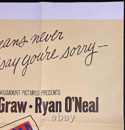 Love Story Original Quad Movie Film Cinema Poster Ali McGraw Ryan O'Neal 1970