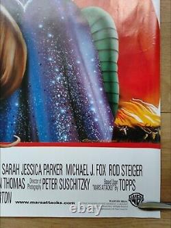 MARS ATTACKS! (1996) original rare ROLLED DOUBLE-SIDED UK 30x40 quad poster