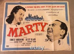 MARTY 1955 Original UK Quad Cinema Poster Ernest Borgnine Pre-Oscar