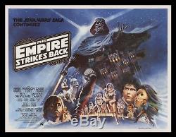 MINT/ROLLED'80 Star Wars THE EMPIRE STRIKES BACK BRITISH QUAD MOVIE POSTER