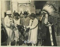Mary Pickford Vintage Original 8x10 Photograph with Indian Chief at Film Studio