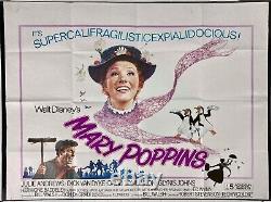 Mary Poppins Original Quad Movie Cinema Poster Julie Andrews Disney 1970sRR