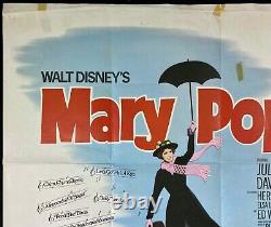 Mary Poppins Original Quad Movie Poster 1980s RR Julie Andrews Walt Disney