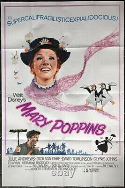 Mary Poppins Original UK Double Quad Movie Poster Julie Andrews Walt Disney RR