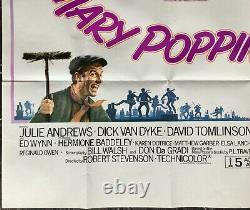 Mary Poppins Original UK Double Quad Movie Poster Julie Andrews Walt Disney RR