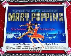 Mary Poppins Original UK Quad LINEN BACKED 1964 Disney Julie Andrews Film Poster
