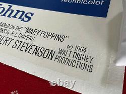 Mary Poppins Original UK Quad LINEN BACKED 1964 Disney Julie Andrews Film Poster