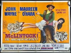 McLintock! ORIGINAL Quad Movie Poster John Wayne Maureen O'Hara 1963