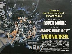 Moonraker Original Movie Quad Poster 1979 James Bond 007 Roger Moore Dan Goozee