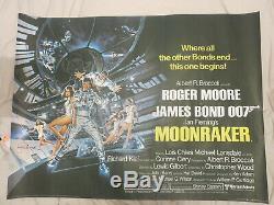 Moonraker Original Rolled Uk Quad Film Poster 1979 Signed By Roger Moore