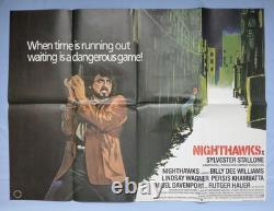 NIGHTHAWKS (1981) original UK quad poster -superb condition- Sylvester Stallone