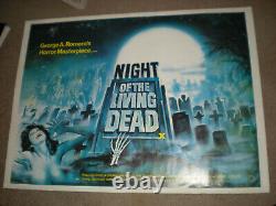 Night Of The Living Dead R/80 Orig 30x40 Rolled British Quad Poster Romero