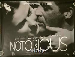 Notorious Original Quad Movie Cinema Poster Hitchcock Bergman Grant BFI 4K RR