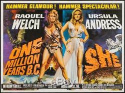 ONE MILLION YEARS B. C. SHE British Quad movie poster RAQUEL WELCH ANDRESS 1966