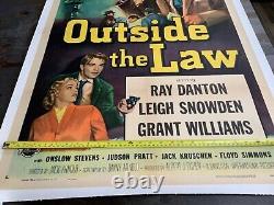 OUTSIDE THE LAW QUAD ORIGINAL 27x41 US CRIME MOVIE POSTER, LINNIN BACKED 1950s