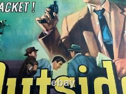 OUTSIDE THE LAW QUAD ORIGINAL 27x41 US CRIME MOVIE POSTER, LINNIN BACKED 1950s