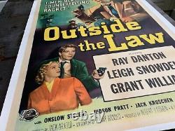 OUTSIDE THE LAW QUAD ORIGINAL 27x41 US CRIME MOVIE POSTER, LINNIN BACKED 1950s