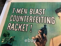OUTSIDE THE LAW QUAD ORIGINAL 27x41 US CRIME MOVIE POSTER, LINNIN BACKED 1950s