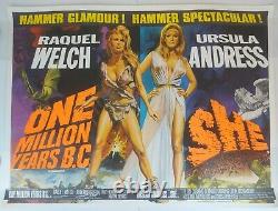 One Million Bc / She Original Uk Quad Movie Film Poster 1966/1965 Ursula Andress