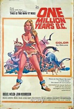 One Million Years BC Original UK Double Quad Movie Poster Hammer Ray Harryhausen
