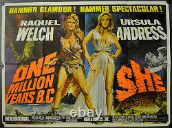 One Million Years B. C. / She 1968 Original 30x40 Uk Quad Movie Poster Andress