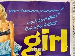 Orig. BEAT GIRL UK QUAD Poster 1960 Adam Faith Heavy Wear V RARE
