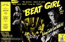 Orig. BEAT GIRL UK QUAD Poster 1960 Adam Faith Heavy Wear V RARE