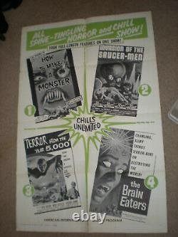 Orig Theater Poster AIP HORROR/SCIFI QUAD BILL 1SHT INVASION OF THE SAUCERMEN