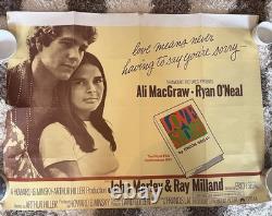 Original 1970 Love Story Ali MacGraw & Ryan O'Neal Quad Poster Folded