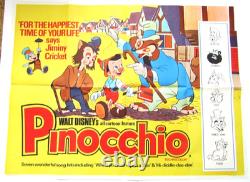 Original 1970's Re-release Walt Disney's Pinocchio UK Quad Film Poster