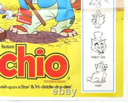 Original 1970's Re-release Walt Disney's Pinocchio UK Quad Film Poster