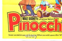 Original 1970's Re-release Walt Disney's Pinocchio UK Quad Film Poster