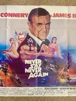 Original 1983 Bond NEVER SAY NEVER AGAIN UK Quad 30x40 Film Movie Poster Connery