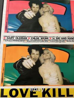 Original 1986 Sex Pistols Sid & Nancy Love Kills Portrait Quad Movie Poster