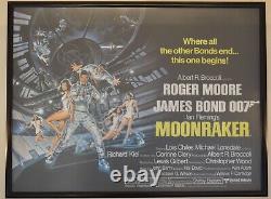 Original James Bond 007 Moonraker 1979 UK Quad 30 x 40 Movie Poster Linen Back