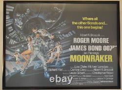 Original James Bond 007 Moonraker 1979 UK Quad 30 x 40 Movie Poster Linen Back